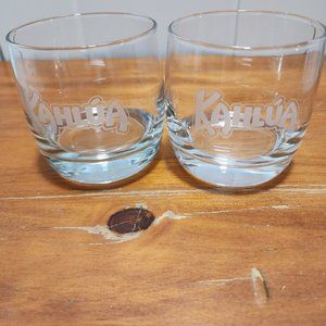 2) Kahlua Collectors Lowball Rock Cocktail Tumbler 3" barware glass 12 oz